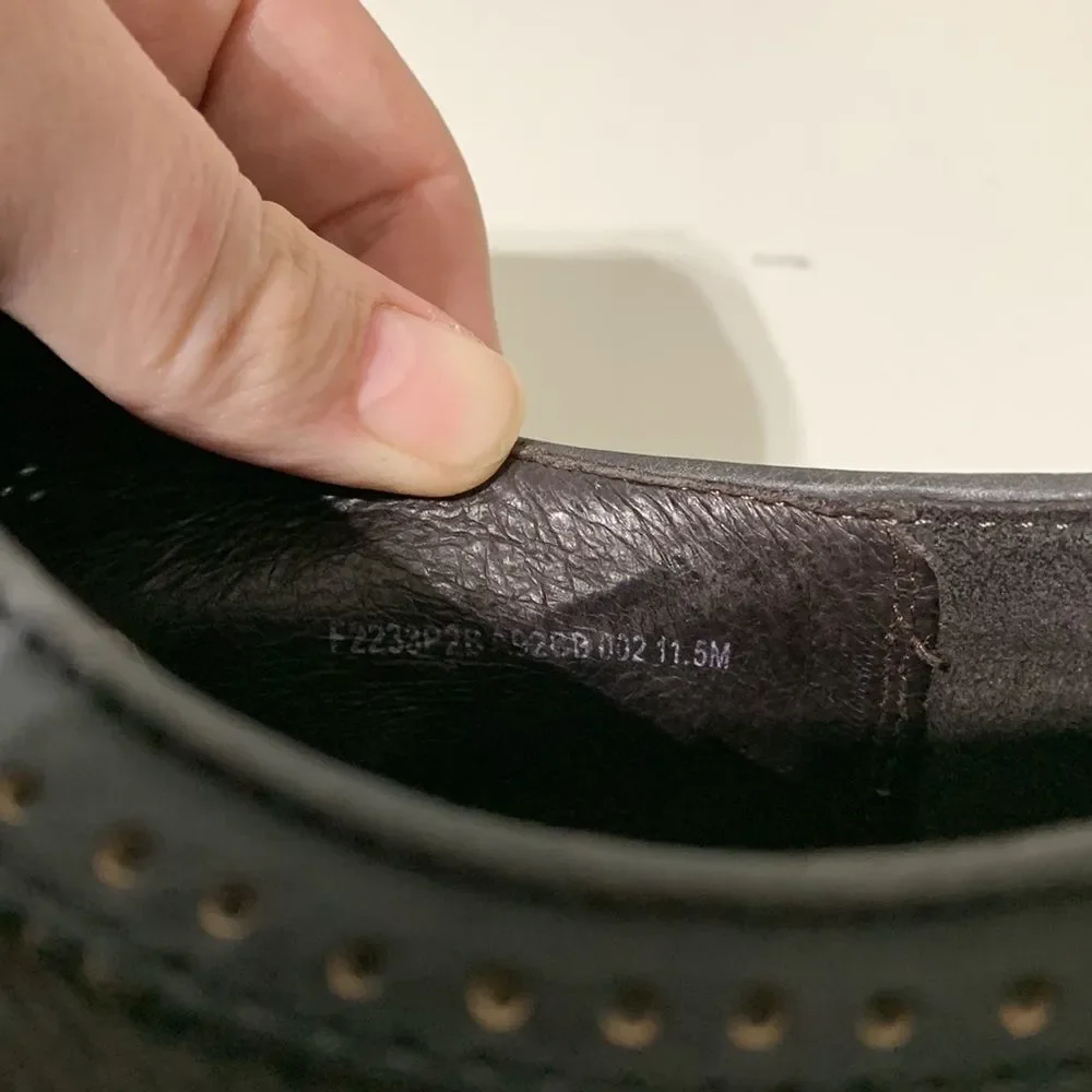 John Varvatos USA Black Leather & Canvas‎ Wing Tip Shoe Sz 11.5
